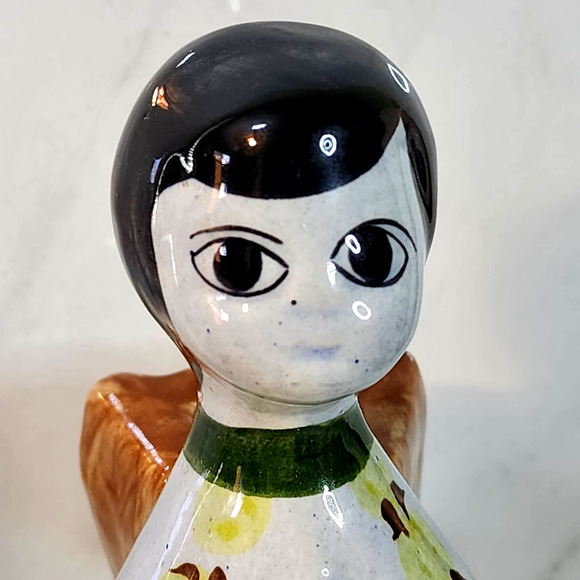 Set of 2 Vintage Tonala Ceramic Pottery Angel Candle Stick Holders Mexico 9" - Picture 4 of 10